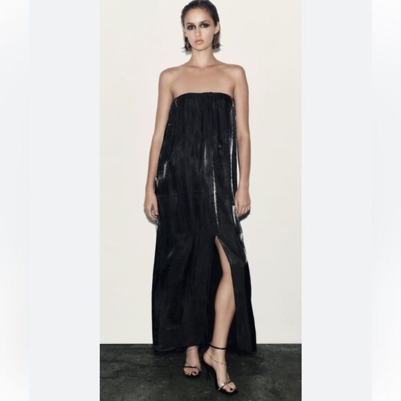 ZARA BLACK STRAPLESS DRESS - Picture 2 of 12